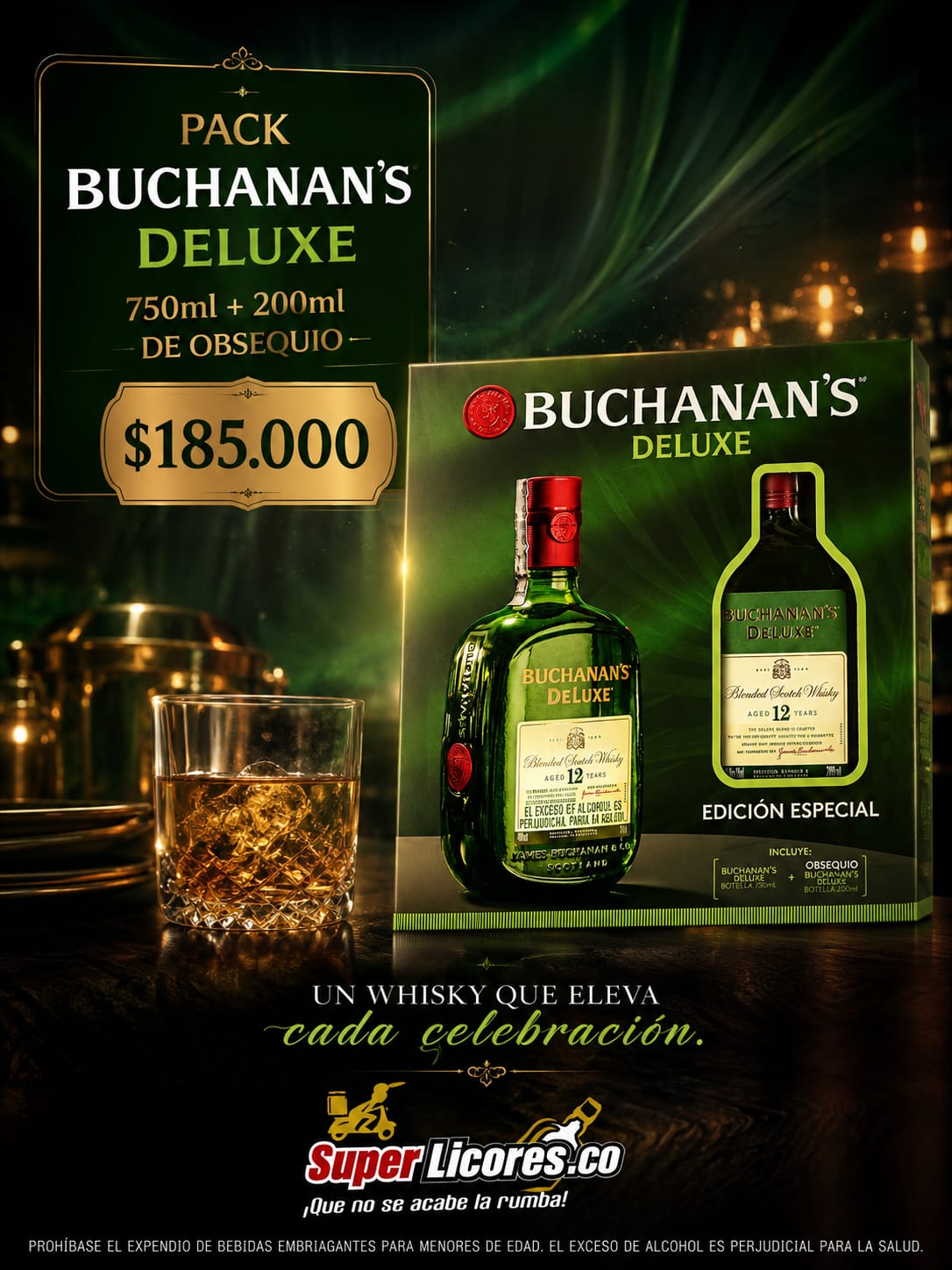 PACK BUCHANA'NS DELUXE 750ML +DELUXE X 200ML HASTA AGOTAR EXISTENCIA